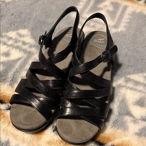 Dansko Women's Black Leather Sandals size 38